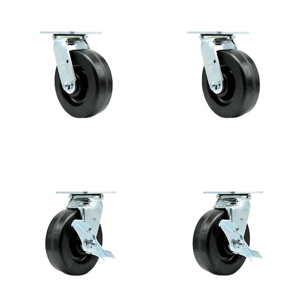 Tool Box Caster Wheel Set 6'' Phenolic Swivel Casters, 4PK